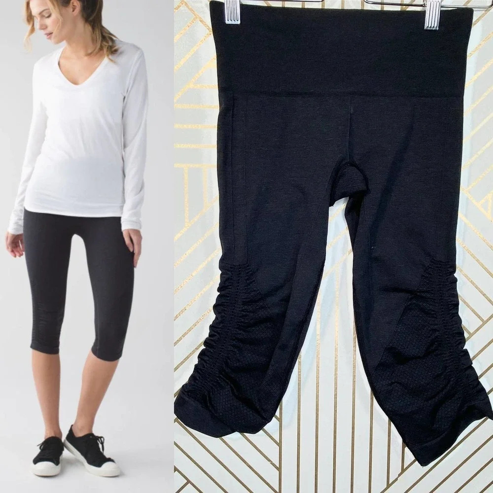 Lululemon In The‎ Flow Crop II Heathered Deep Coal
